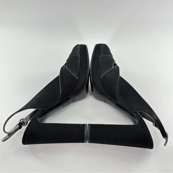 Miu Miu heels 40 black satin sling back chunky platforms vintage y2k formal - Picture 5 of 11